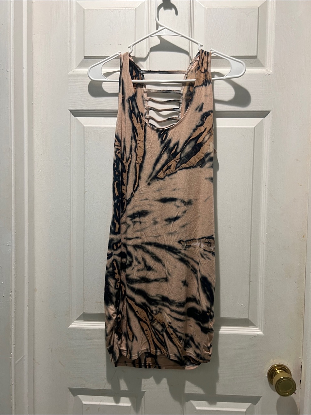 Sleeveless Tie-Dye Mauve & Black Strappy Back Dress